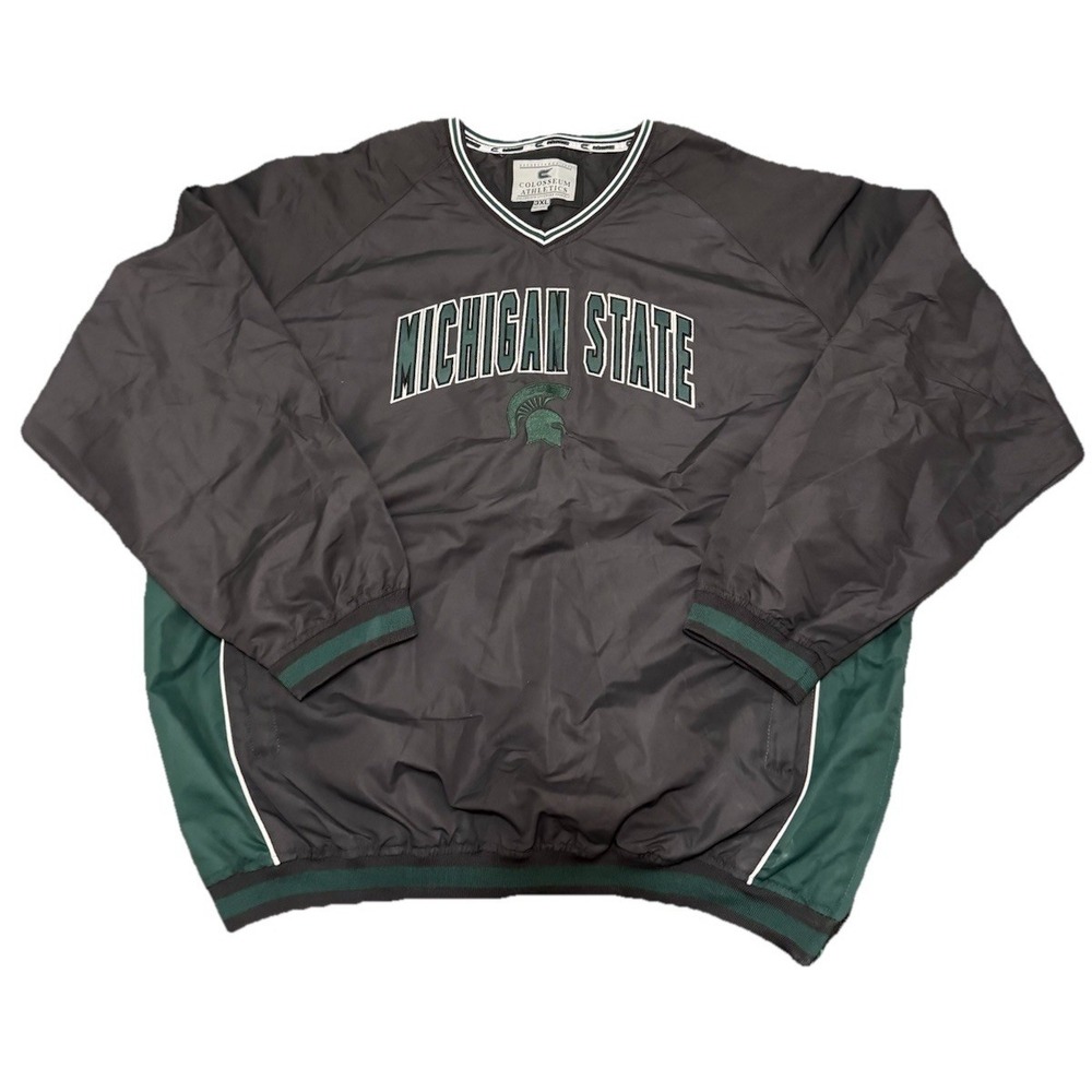 Vintage Michigan State Spartans Green Windbreaker Colosseum Athletics - Mens 3XL